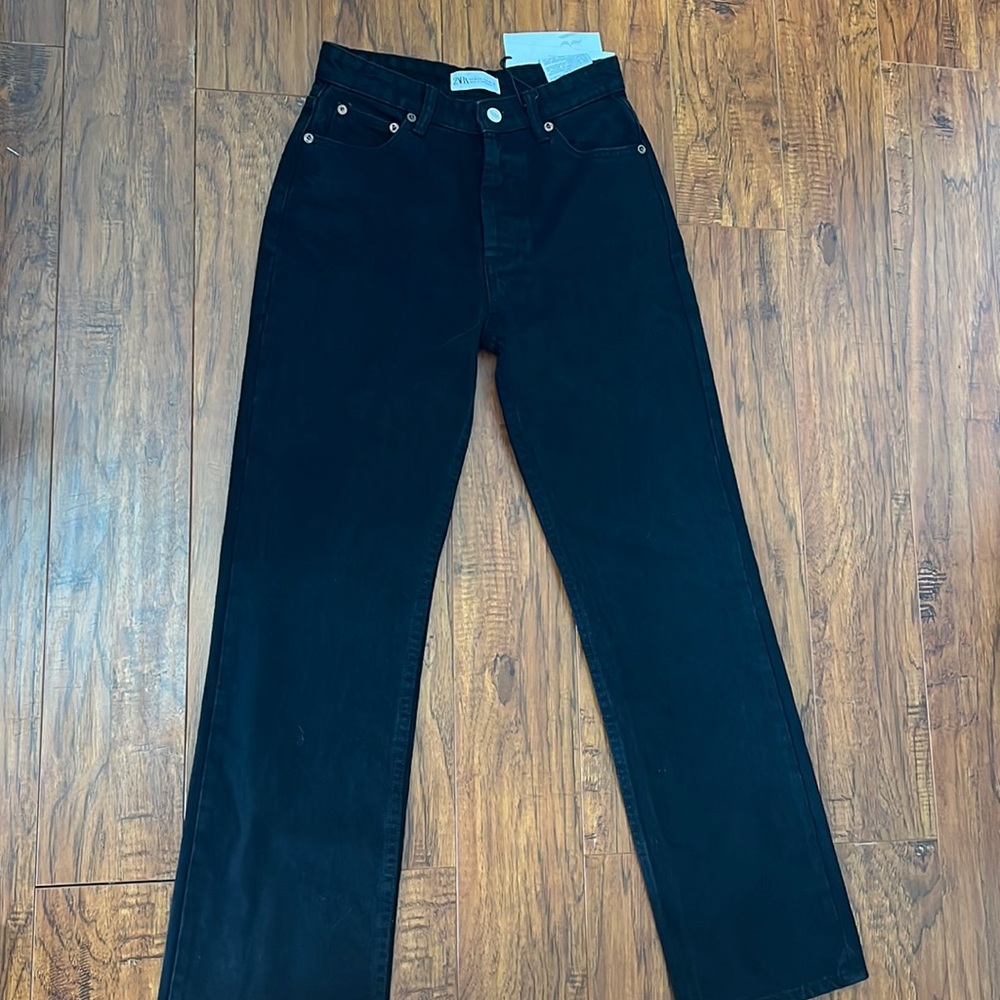 Zara black straight leg jean